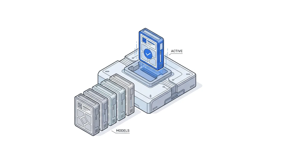 Isometric socket with interchangeable model blocks; one is active.