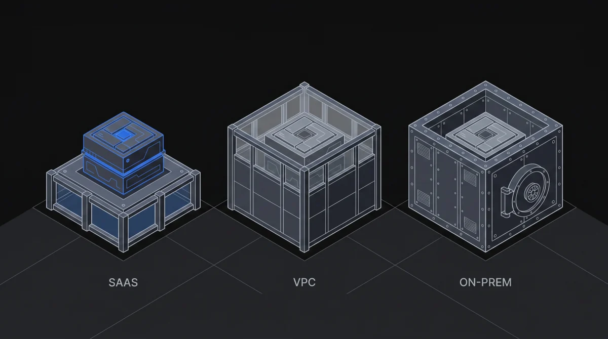 Isometric deployment and cost panel showing governed agent runtime choices.